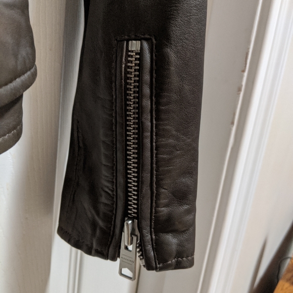 All Saints Balfern Leather Biker's Jacket Size 4 - Picture 6 of 16
